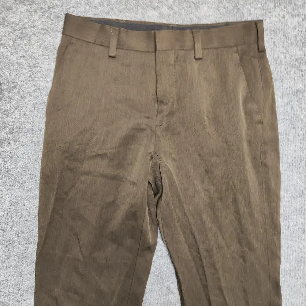 Apt. 9 Dress Pants Mens 29x30 Brown Microfiber Flat Front Straight Leg Office